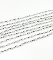 White Moonstone Oxidized 925 Sterling Silver Wire Chain